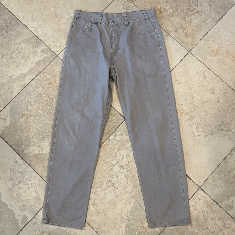 Vintage Levis 550 Jeans Men 36x34 Light Grey Denim USA Y2k Relax Fit Tapered Leg - Picture 2 of 12